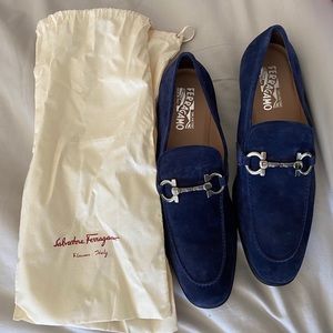 Ferragamo Blue Suede Garçon Loafers